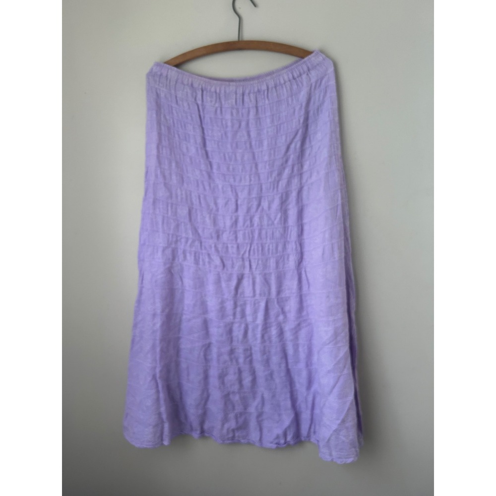 Eucalyptus Purple Floral‎ Embroidered Skirt Elastic Waist Bohemian Maxi